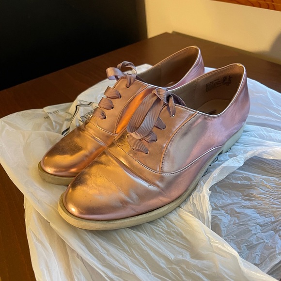 Blush Pink Metallic Christian Siriano for Payless Lace Up Oxfords US6 - Picture 3 of 11